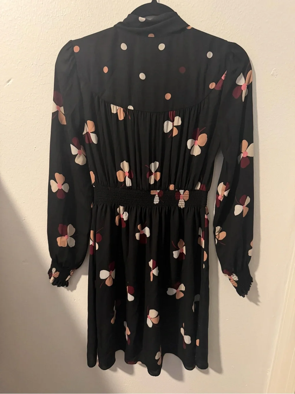 Kate Spade Glitzy Ritzy Dusk Buds Floral Print Midi Dress Black Pink Women’s S